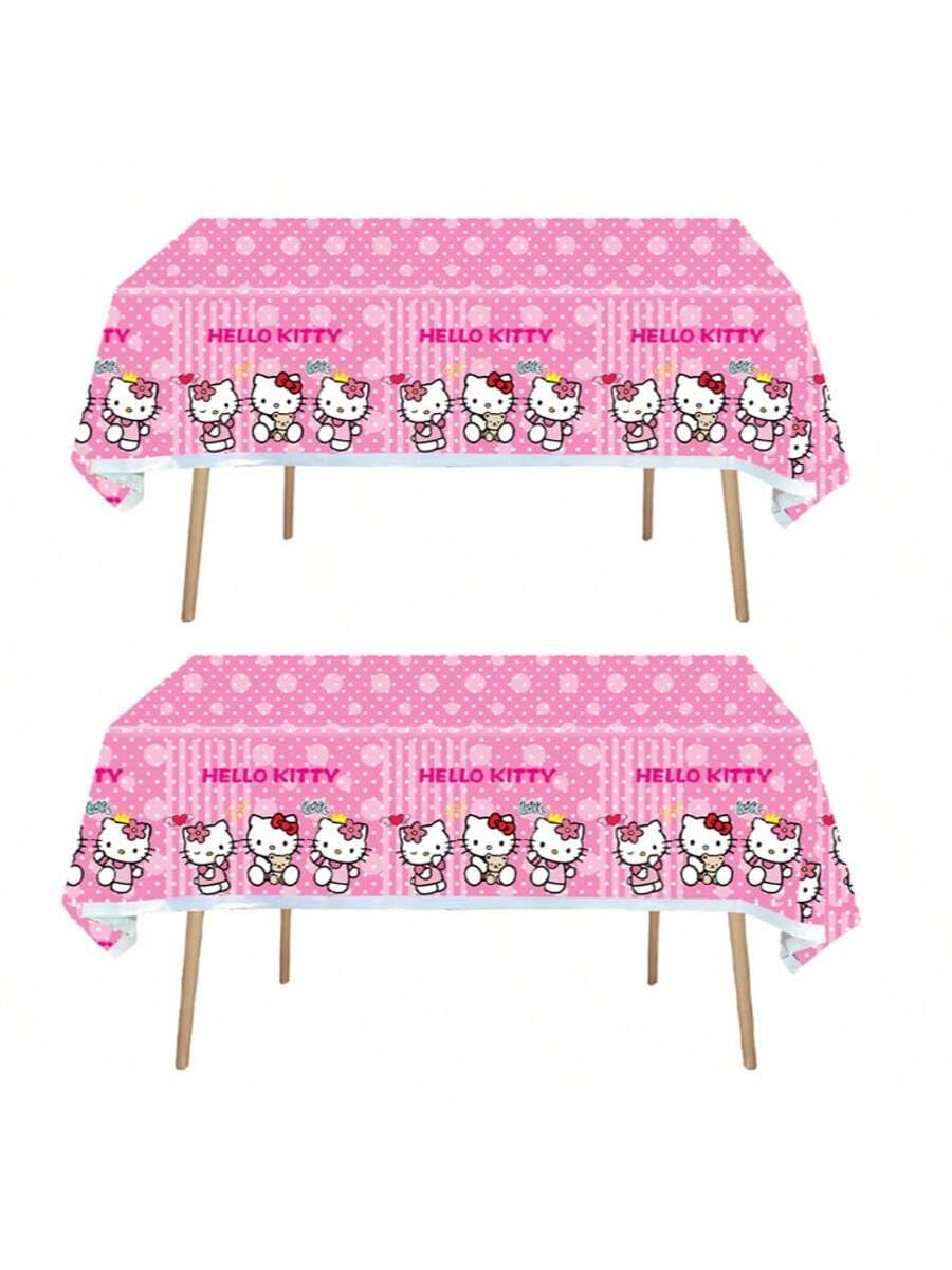 AQHOFSV cat rectangular table cover with polka dots protects surfaces during parties.
