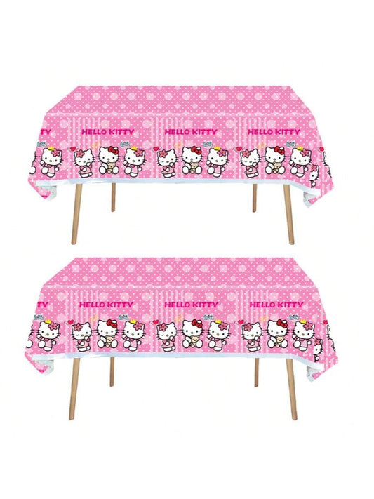 AQHOFSV cat rectangular table cover with polka dots protects surfaces during parties.