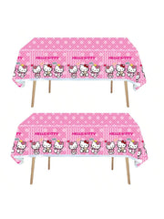 AQHOFSV cat rectangular table cover with polka dots protects surfaces during parties.