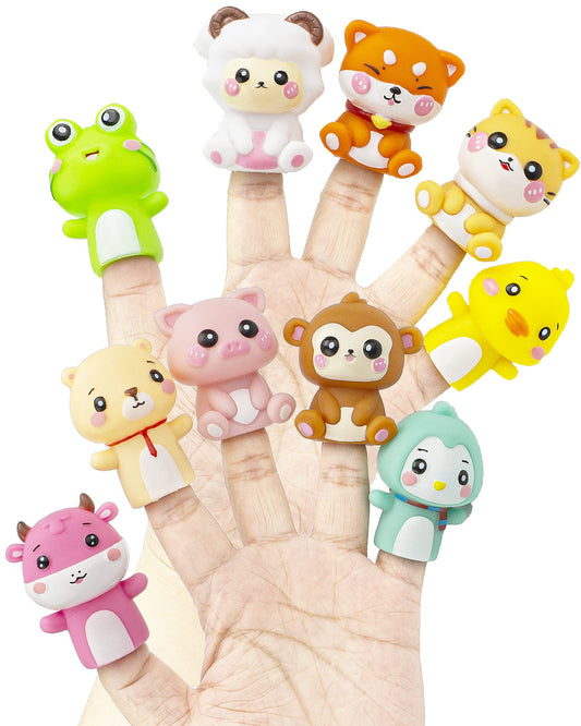 AQKILO Animal Finger Puppet Set ten characters for imaginative storytelling.