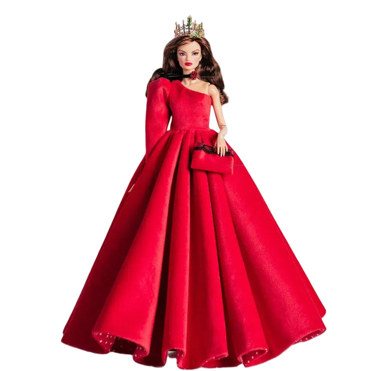 AQQeenmiu red gown bodice highlights a refined silhouette for 11.5-12 inch dolls.