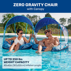 Aqua Leisure adjustable sunshade canopy Blue Fern for sun control.