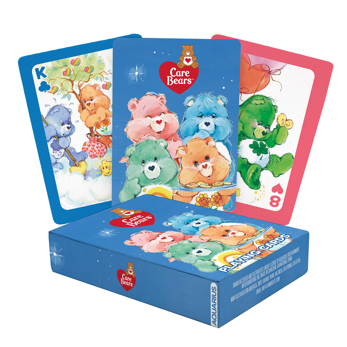AQUARIUS Care Bears playing cards deck cover with vibrant artwork for family gatherings.