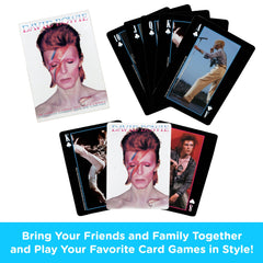 AQUARIUS David Bowie playing cards back view, retro-inspired design for fans.