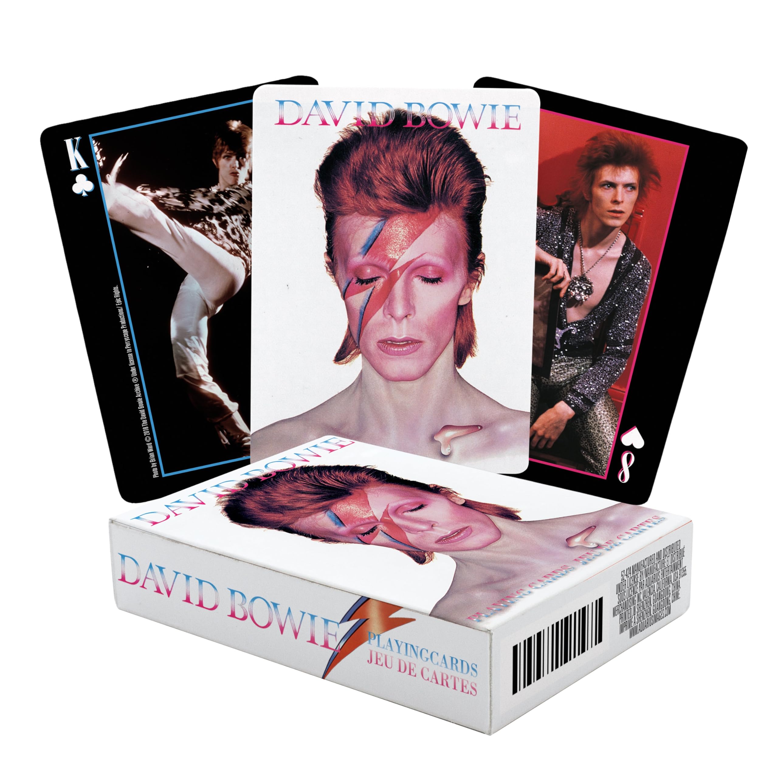 AQUARIUS David Bowie playing cards deck front view, ideal for collectors.