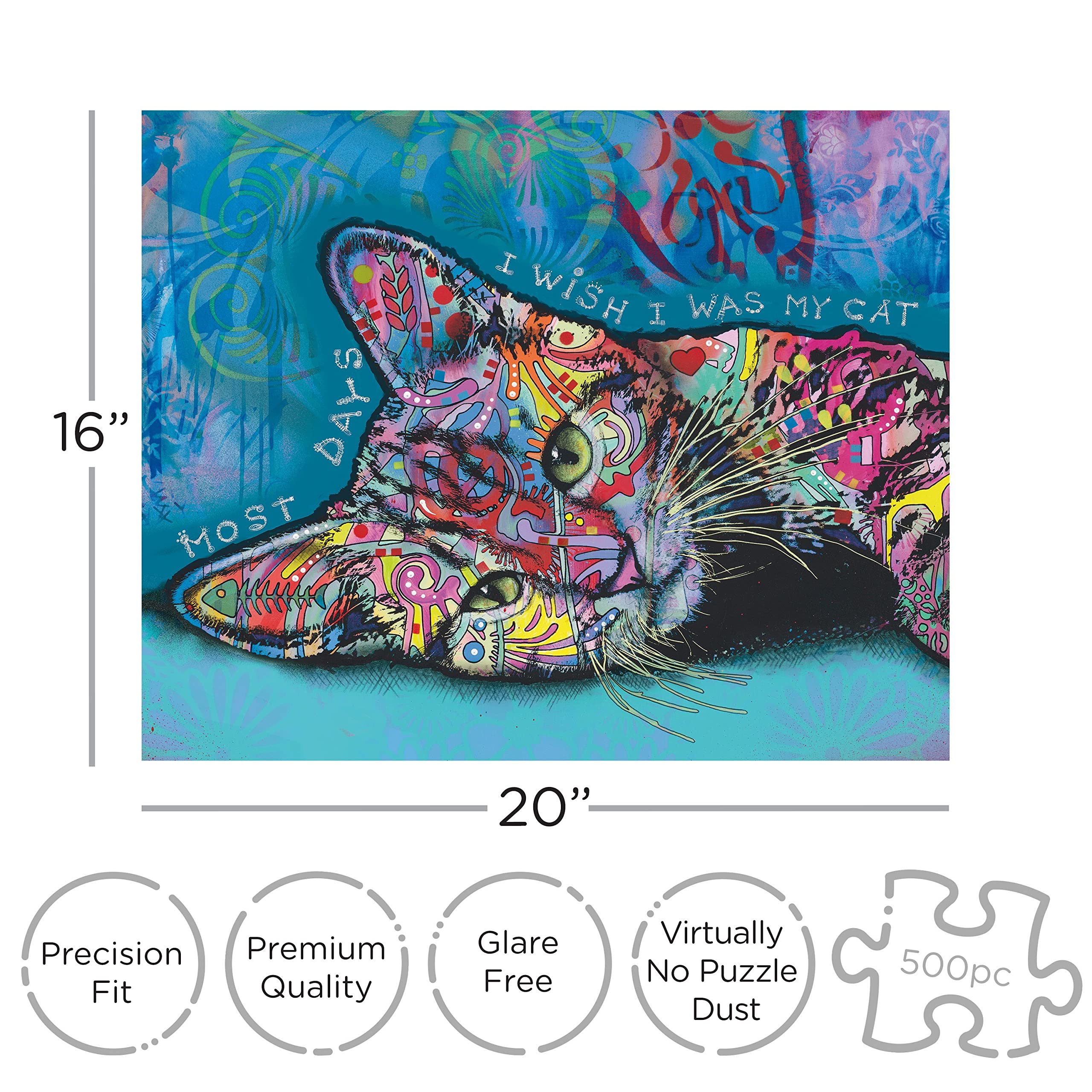 AQUARIUS Dean Russo cat art puzzle with vivid portrait for display