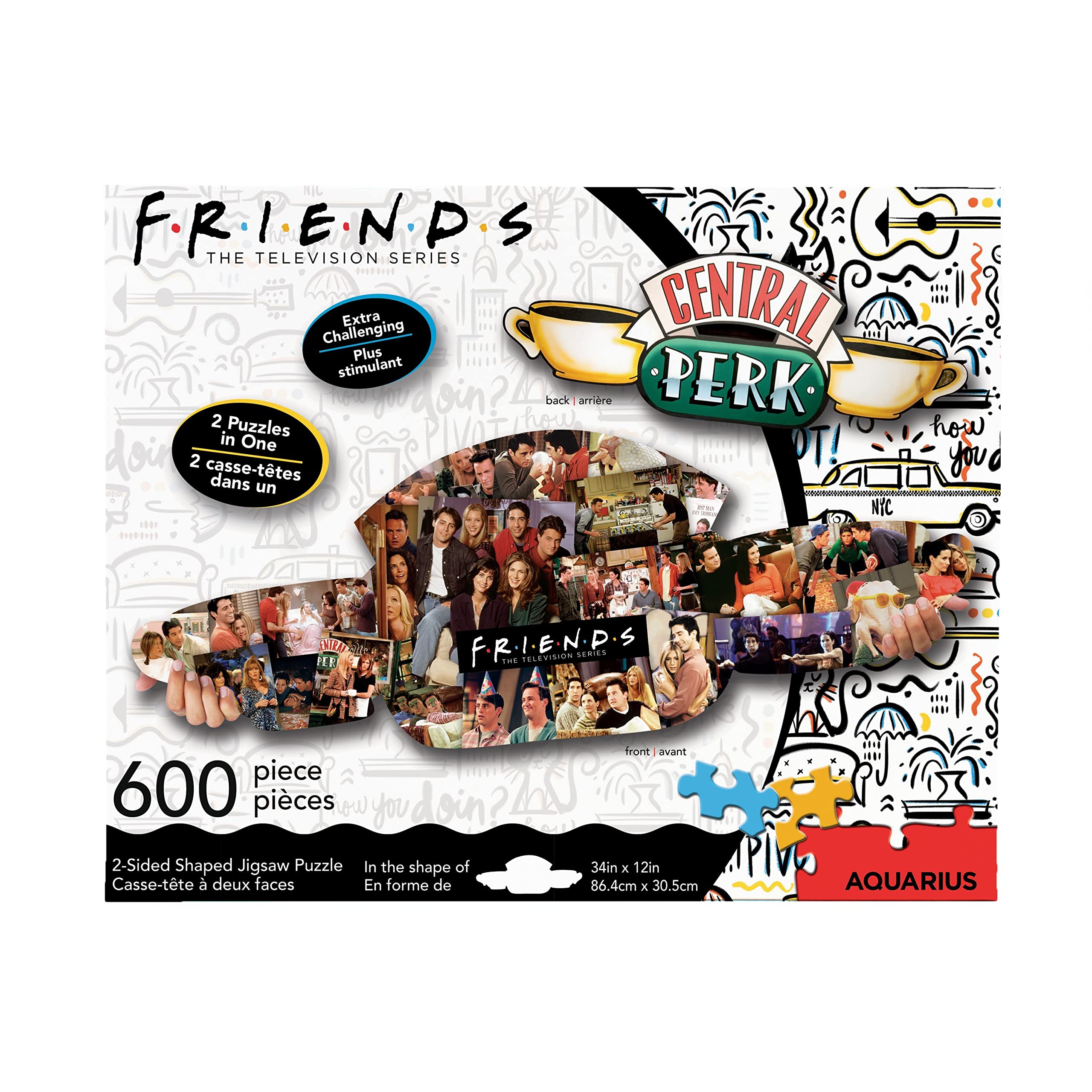 Aquarius Friends Central Perk puzzle front shows iconic logo for cozy evenings