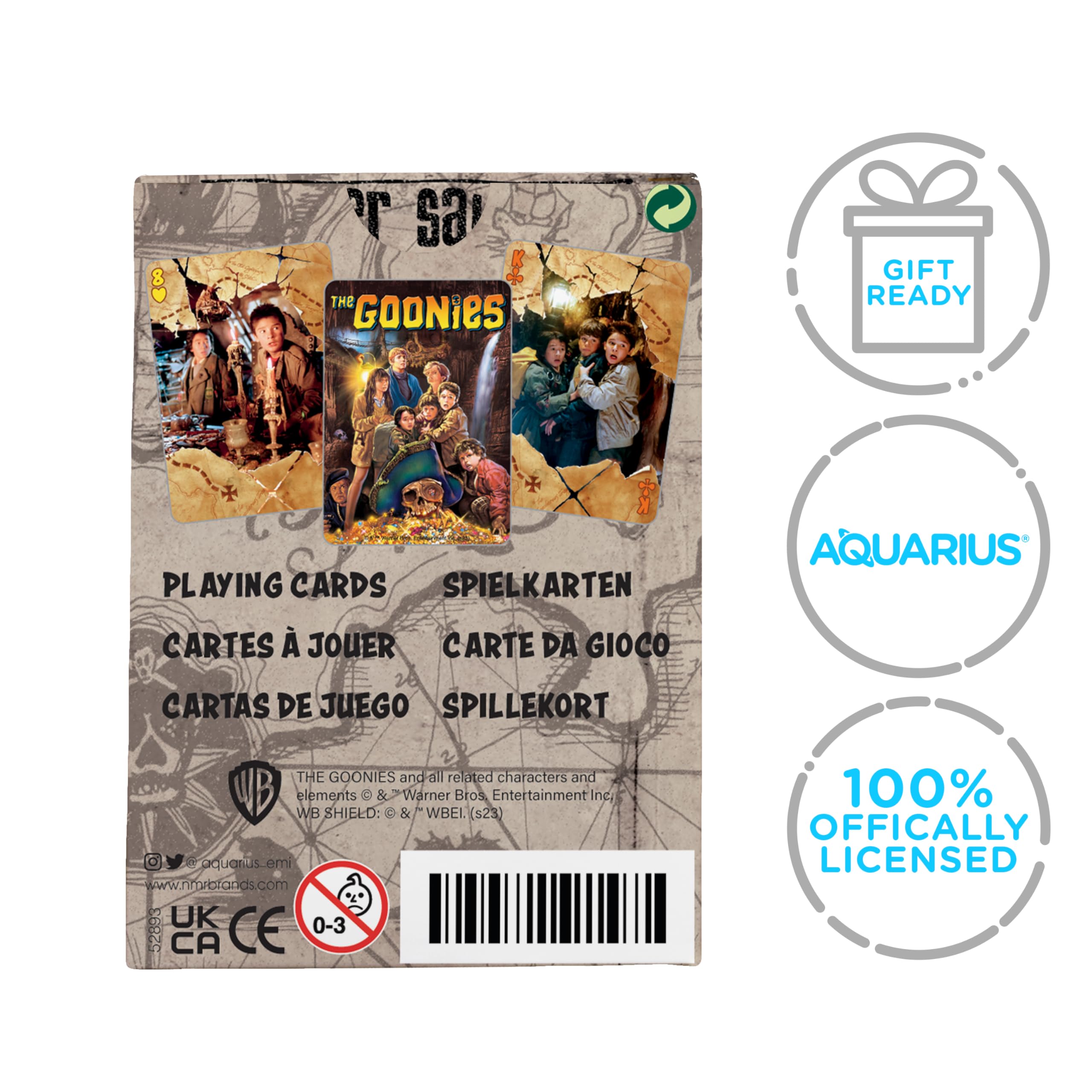 Aquarius Goonies playing cards in use showing easy setup for party play