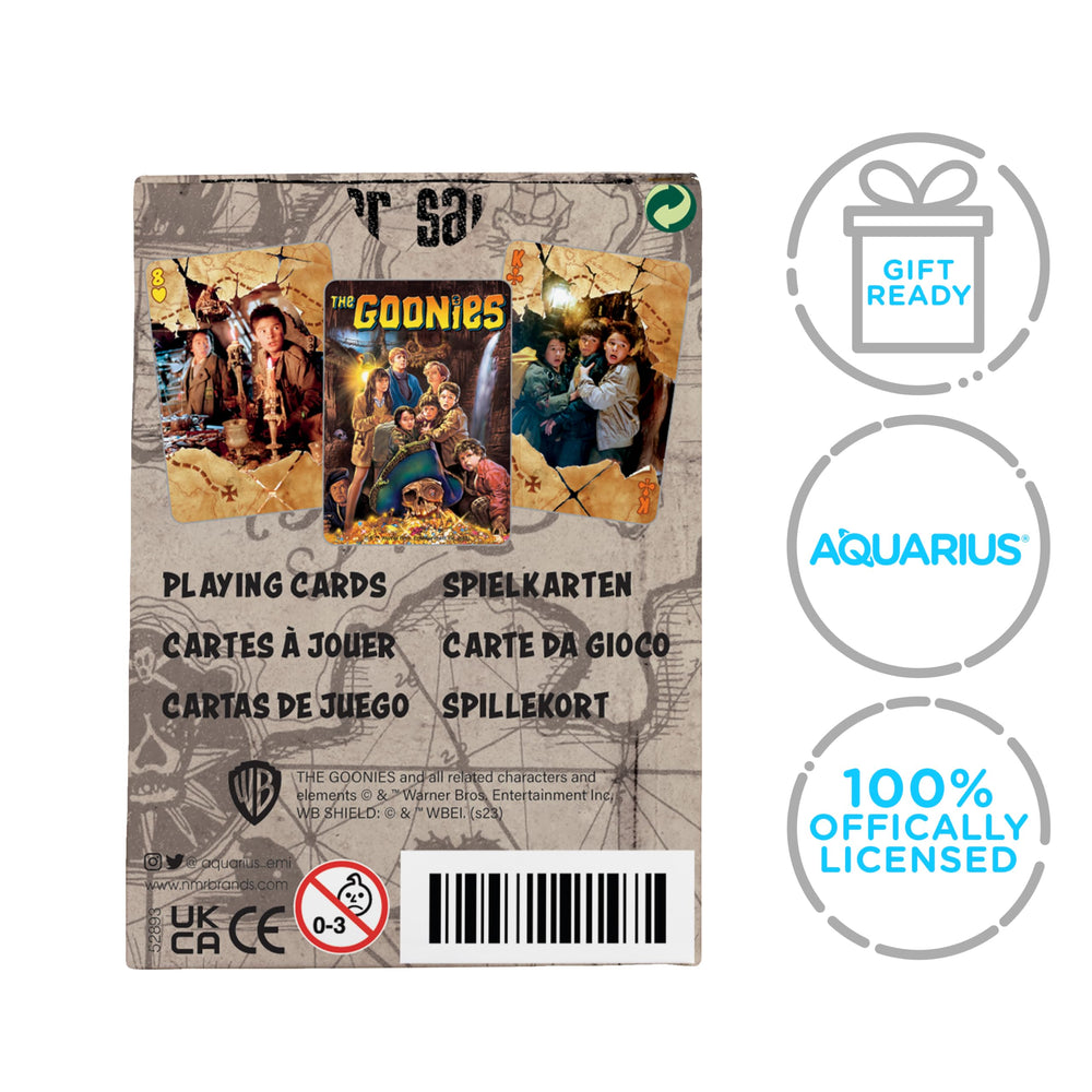 Aquarius Goonies playing cards in use showing easy setup for party play