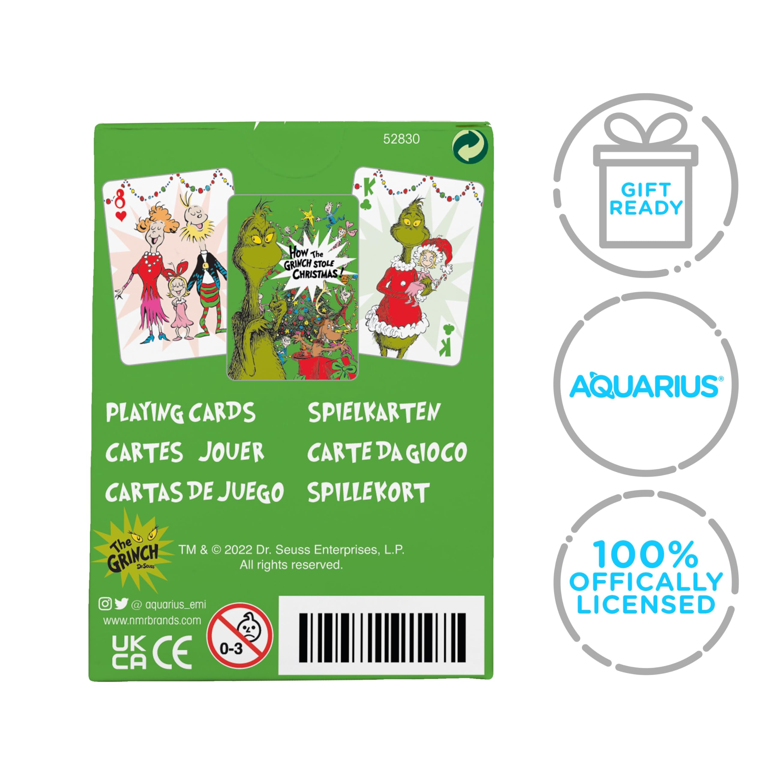 Aquarius Grinch playing cards holiday gift idea image suggests a memorable party favor.