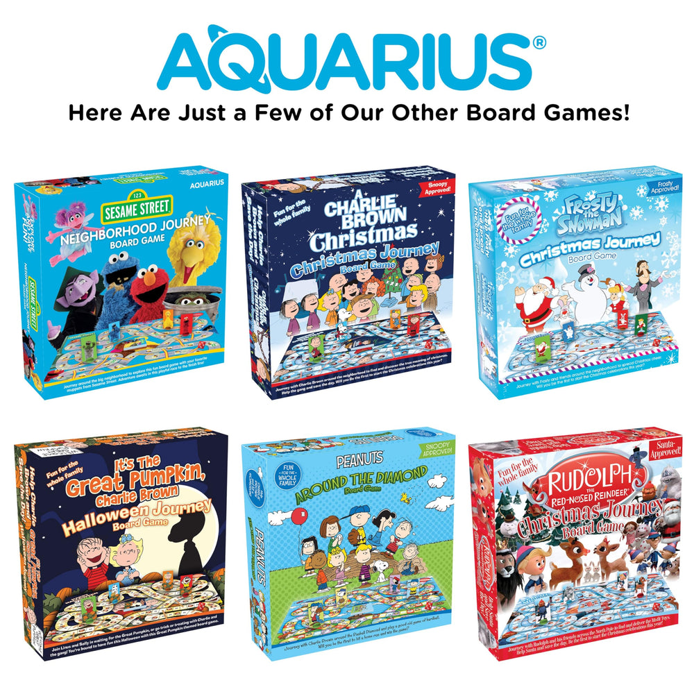 AQUARIUS Grinchmas Journey action cards fanned out with playful art