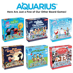 AQUARIUS Grinchmas Journey action cards fanned out with playful art