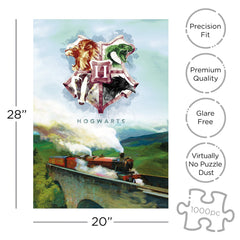 Aquarius Hogwarts Express puzzle table close-up, ideal for family game night.