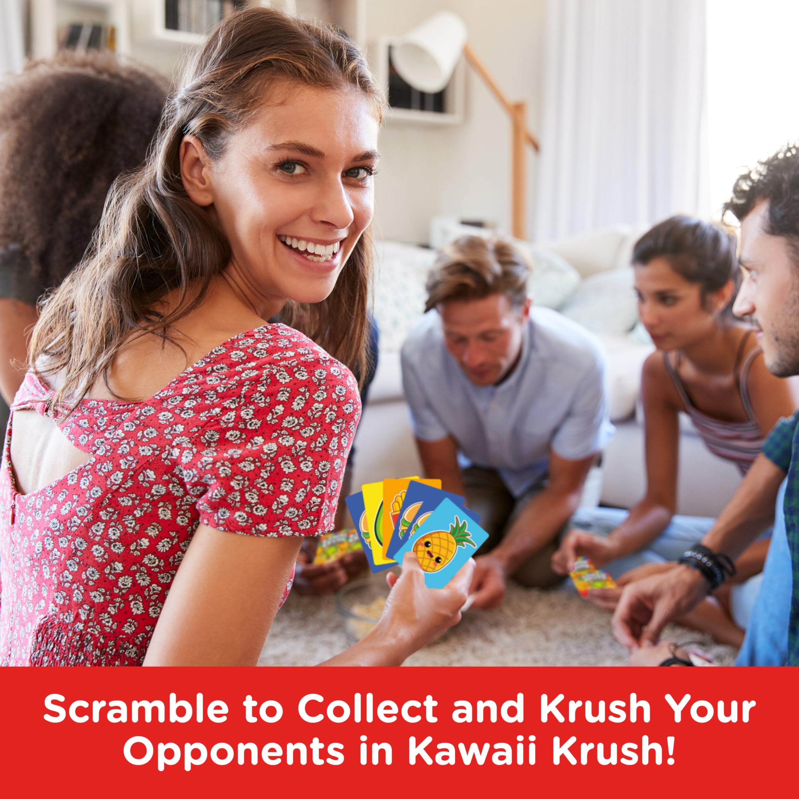 Aquarius Kawaii Krush game-night scene showcasing players laughing and competing playfully.