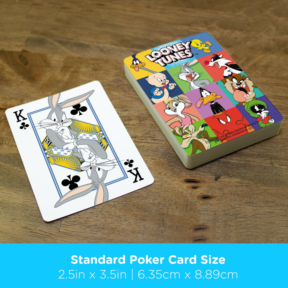Aquarius Looney Tunes playing cards feature durable stock for long-lasting play.