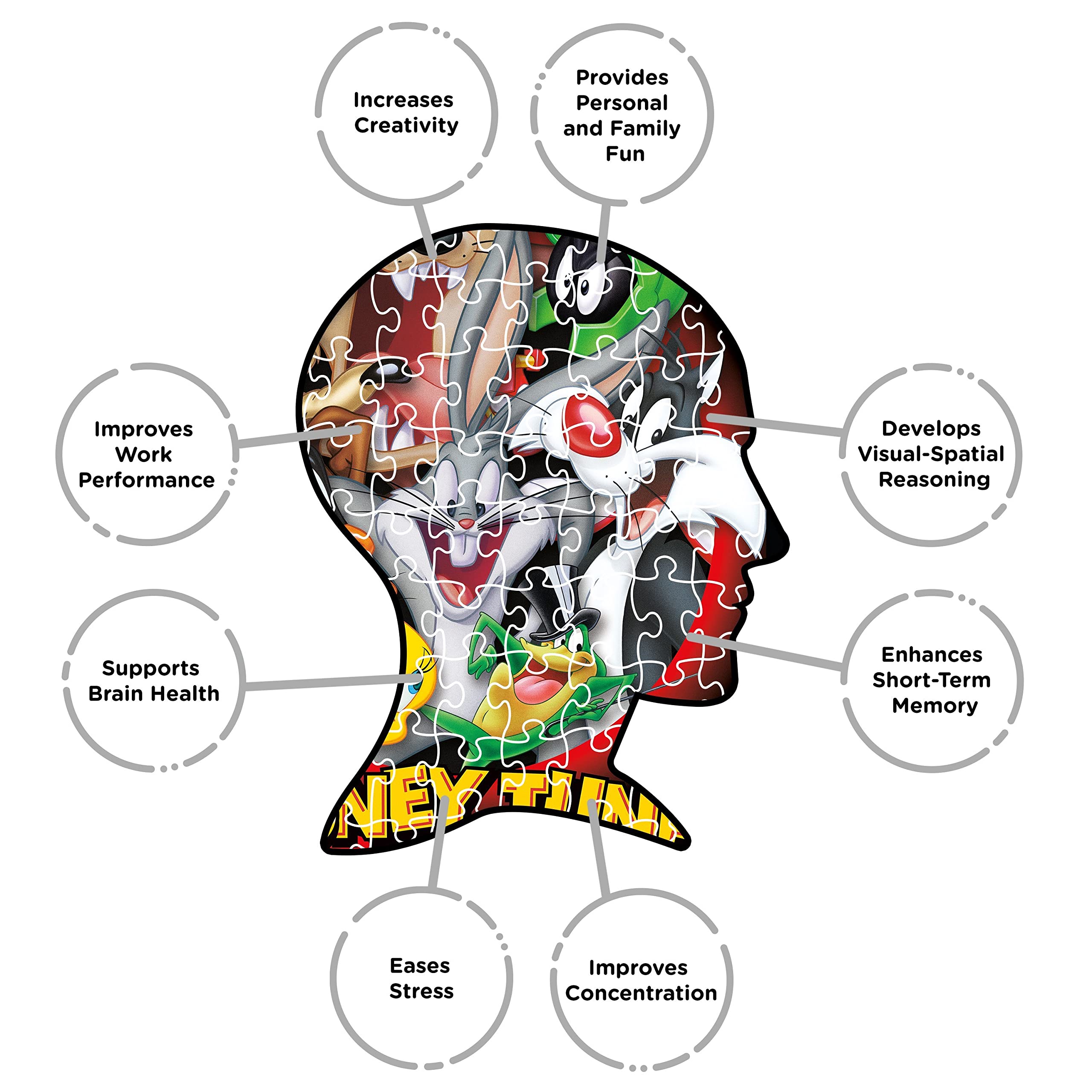 AQUARIUS Looney Tunes puzzle measures 20x28 inches on a sturdy surface