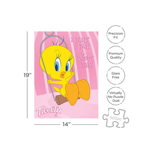 Aquarius Looney Tunes Tweety puzzle edge pieces, showing precision cuts.