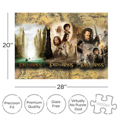 Aquarius Lord of the Rings Triptych Puzzle close-up pieces, emphasizes precise fit.