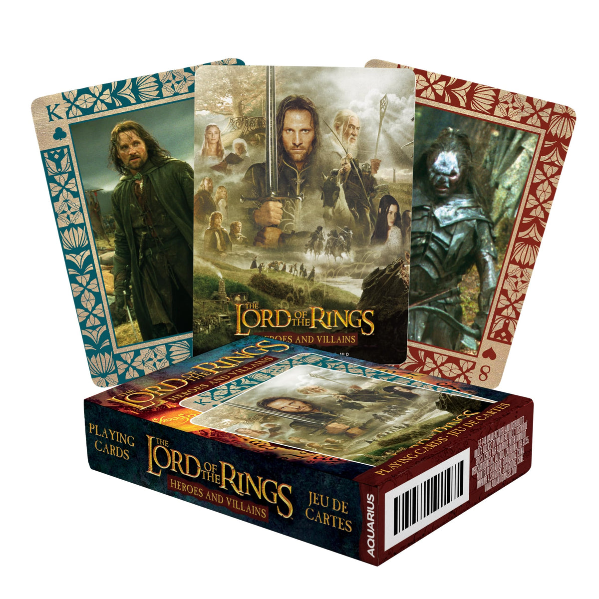 AQUARIUS Lord of the Rings playing cards with hero illustrations for epic game nights
