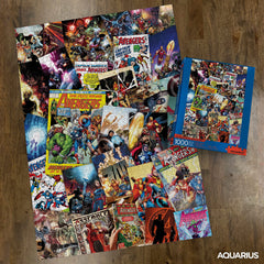 Aquarius Marvel Puzzle Avengers close-up collage, vivid superhero artwork