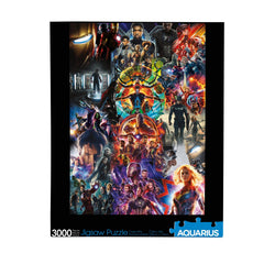 Aquarius Marvel collage puzzle front showing vibrant MCU posters for collectors