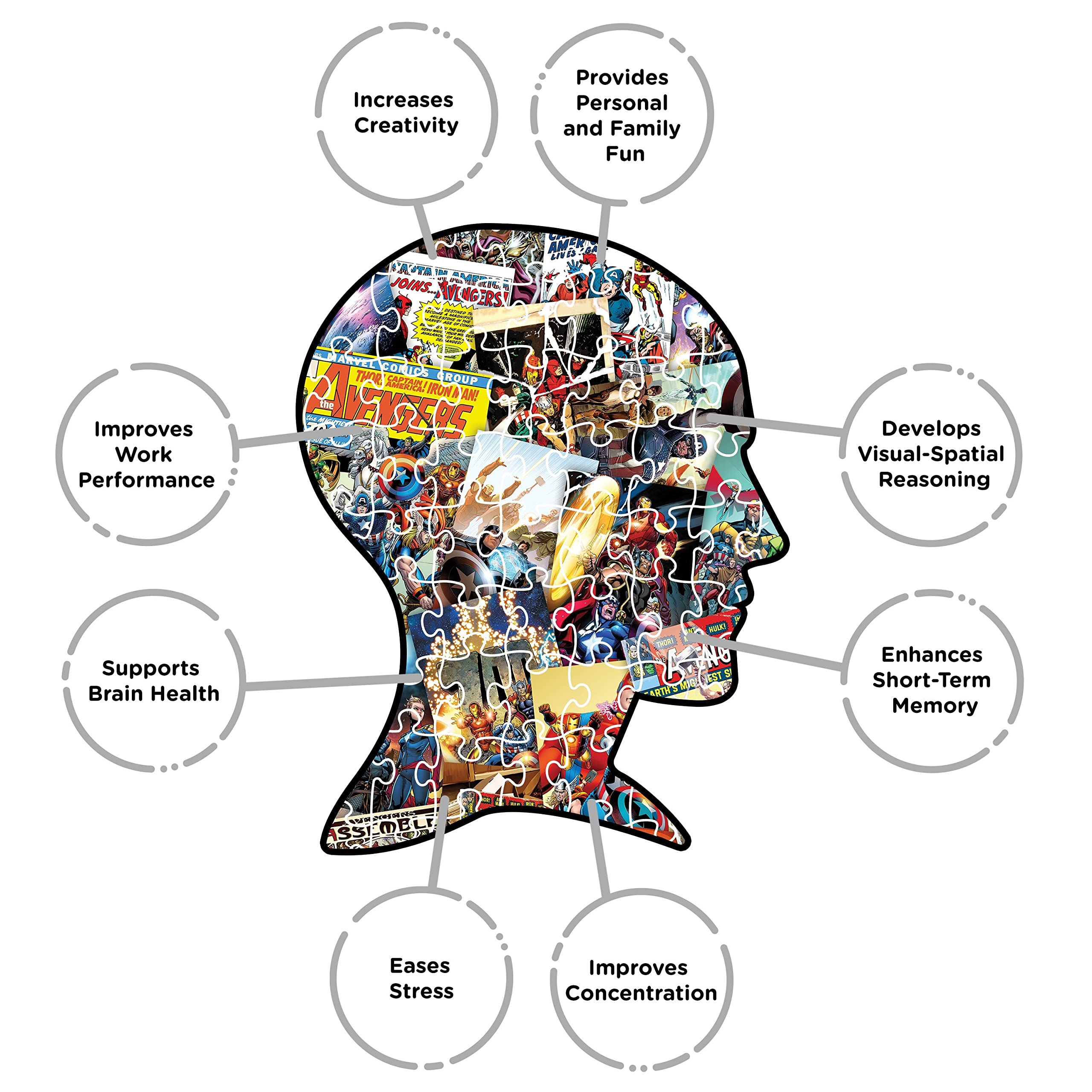 Aquarius Marvel Puzzle glare-free paper minimizes reflections during assembly