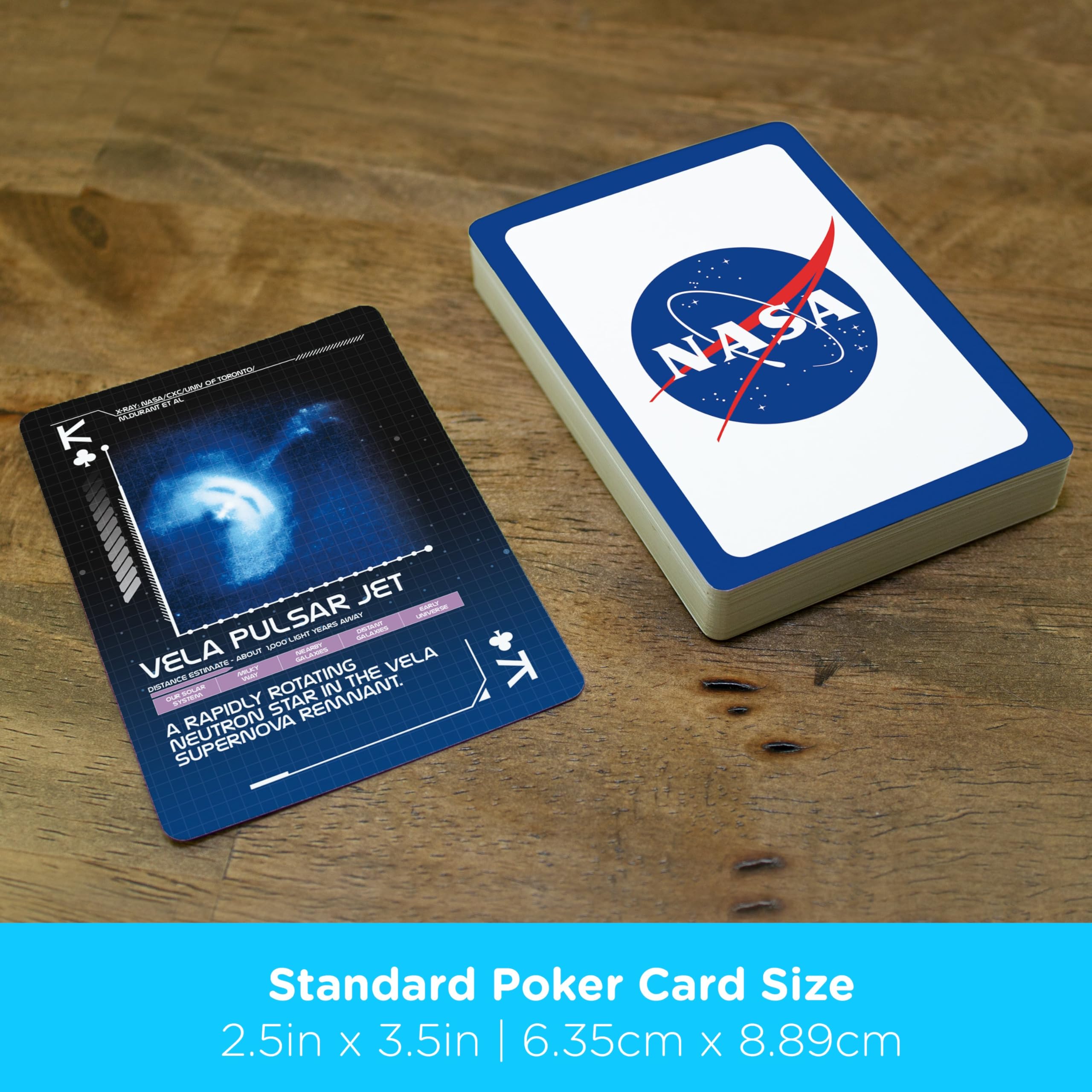 Aquarius NASA Across the Universe card face planet motif for themed gatherings.