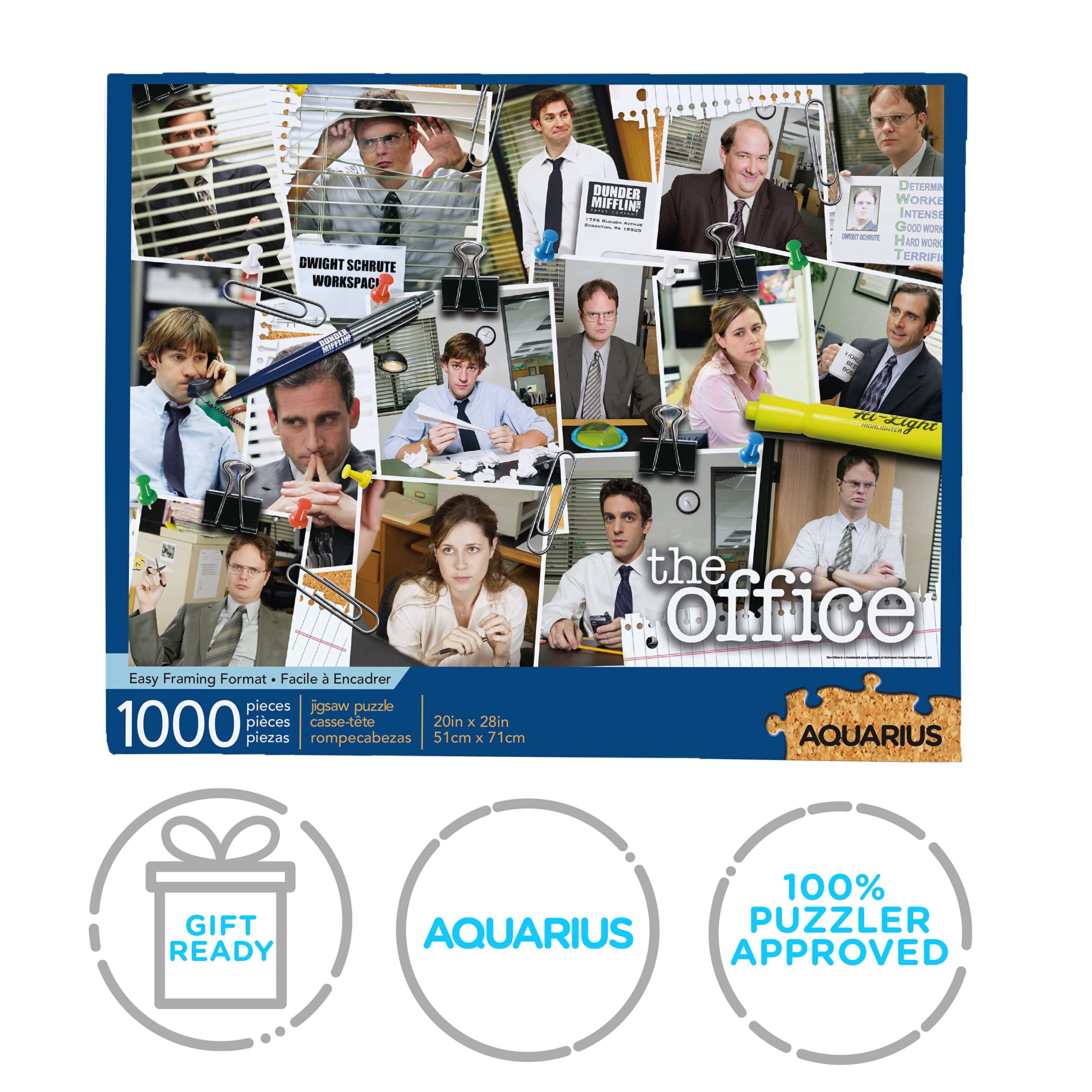 AQUARIUS cast collage puzzle featuring iconic The Office characters for cozy evenings