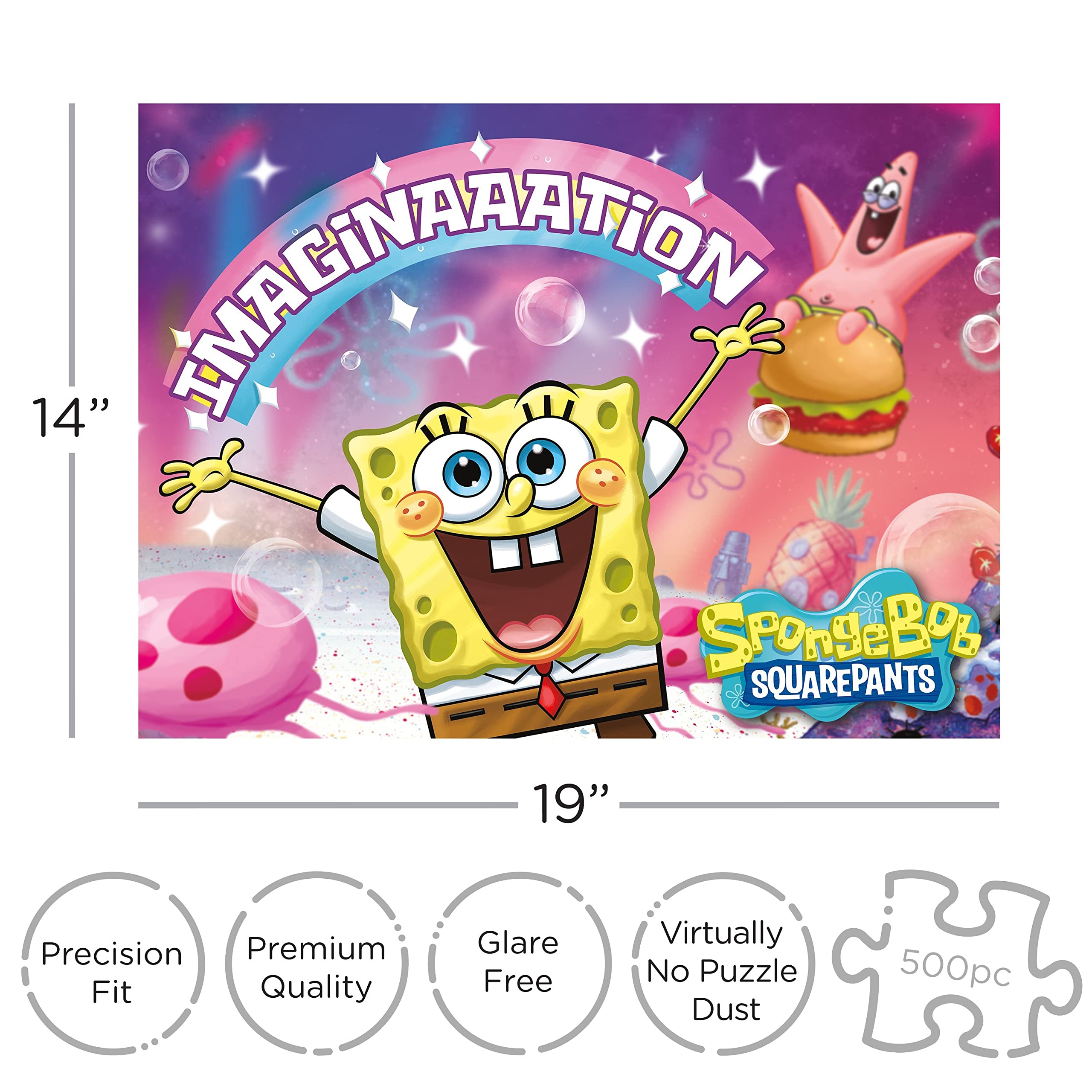 Aquarius Patrick Star imagination puzzle close-up with friendly character pieces for kids.