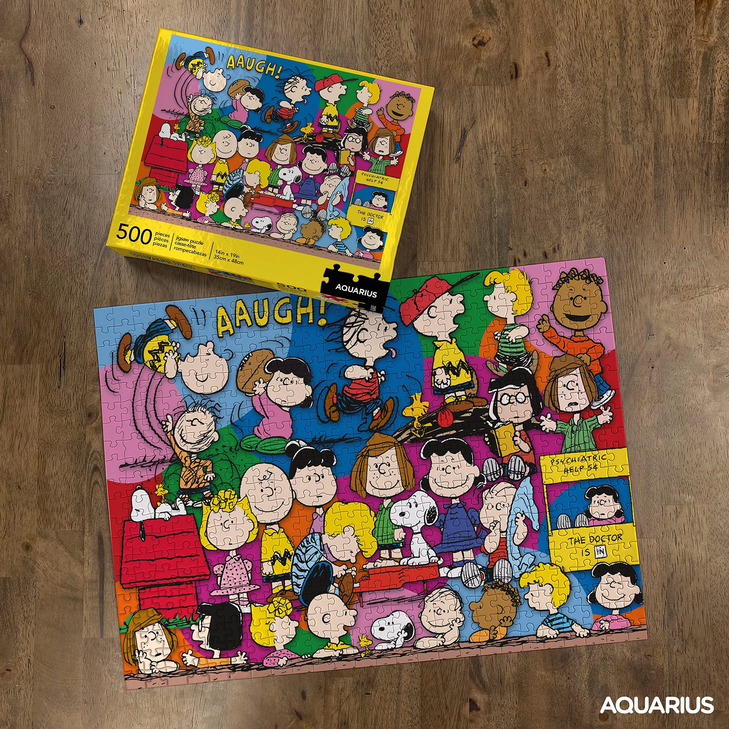 Aquarius Peanuts Gang Puzzle with Snoopy, Charlie Brown, Woodstock—great for solo or group solving.