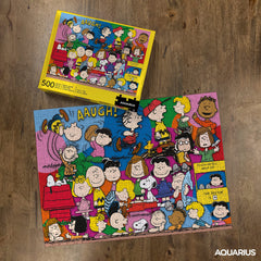 Aquarius Peanuts Gang Puzzle with Snoopy, Charlie Brown, Woodstock—great for solo or group solving.