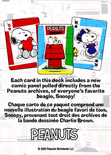 Aquarius Peanuts Snoopy playing cards panel 3, linen finish offers premium grip and feel.