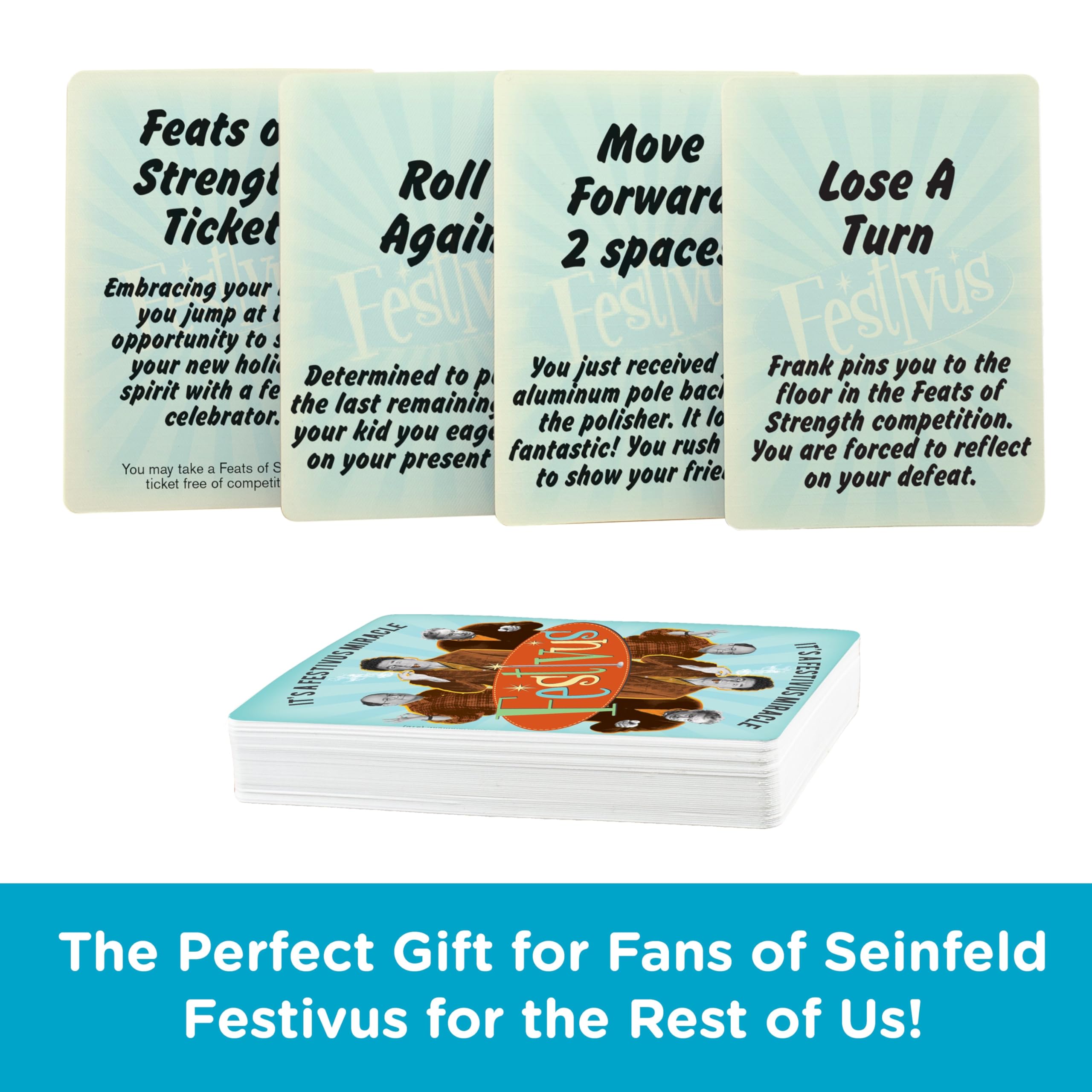 AQUARIUS Seinfeld Festivus board game card deck, thematic cards to spark conversation and humor.