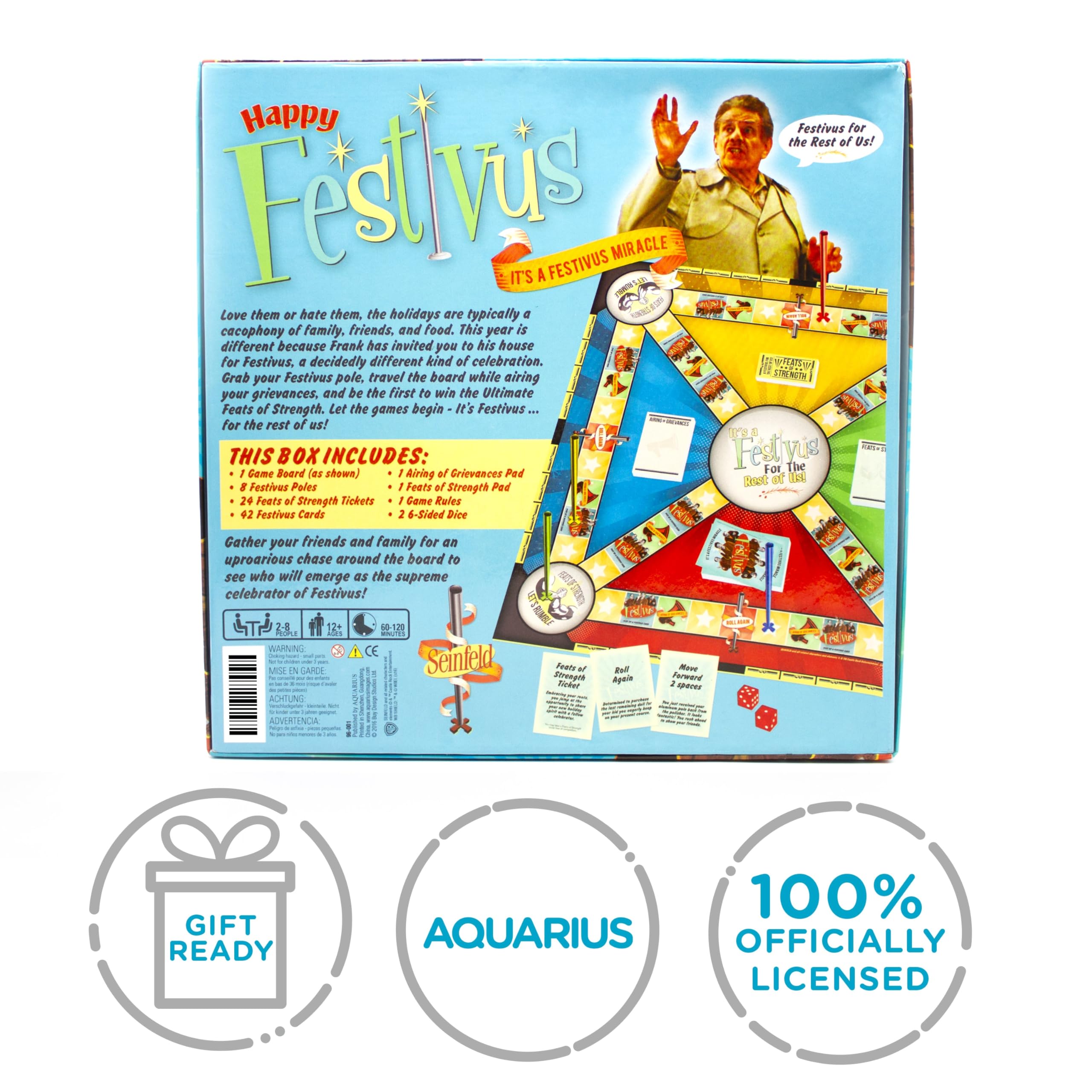 AQUARIUS Seinfeld Festivus board game family play, ideal holiday gift for fans.