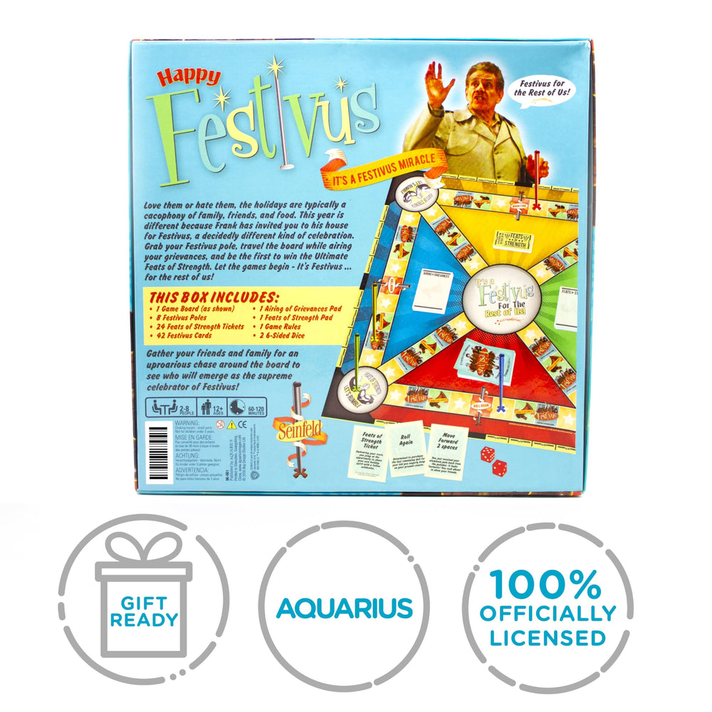 AQUARIUS Seinfeld Festivus board game family play, ideal holiday gift for fans.