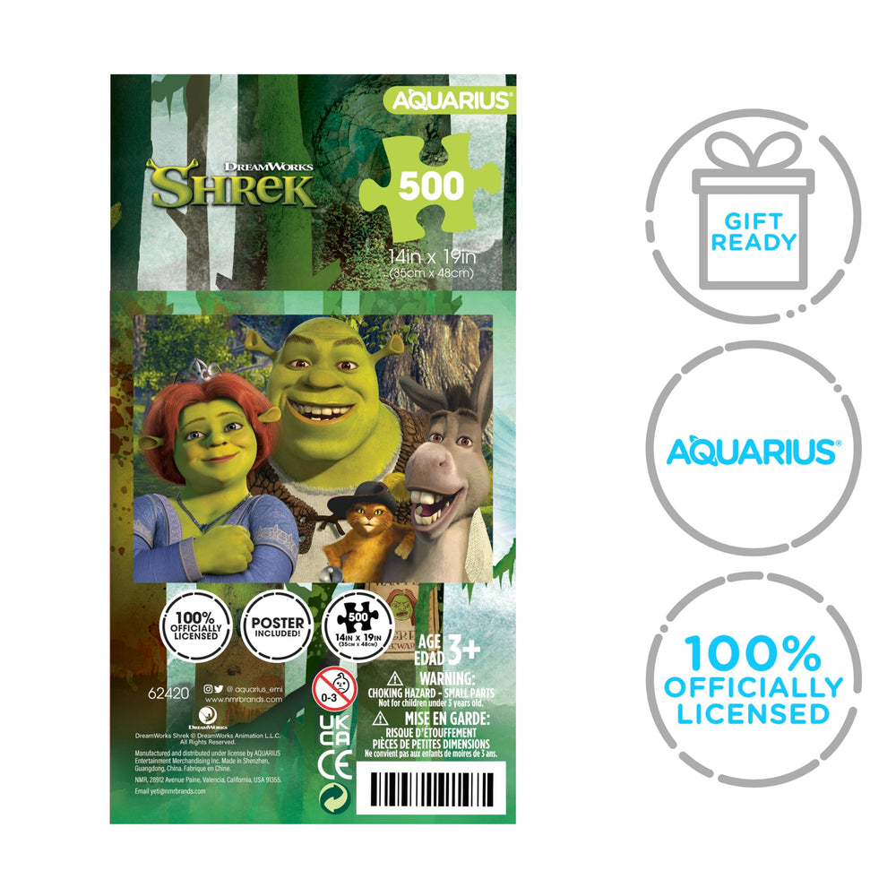 Aquarius Shrek 500-piece puzzle fully assembled, ready for display