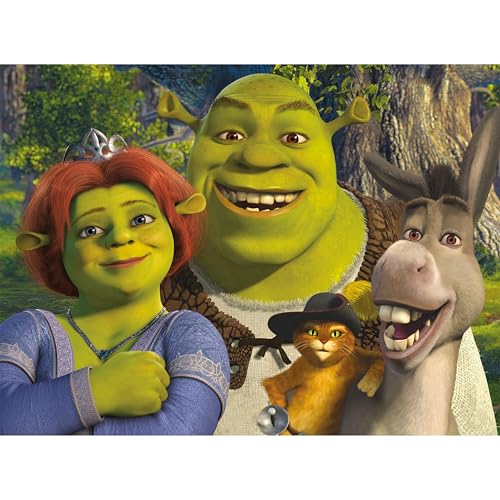 Aquarius Shrek 500-piece puzzle pieces spread for mindful concentration and relaxed activity