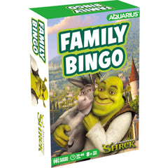 Aquarius Shrek Family Bingo card set for engaging family game night.