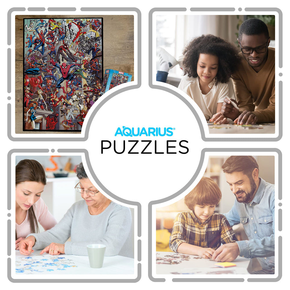 AQUARIUS finished Spider-Man Heroes puzzle laid flat at 32x45 inches