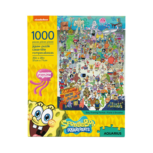 Aquarius SpongeBob puzzle box front with official licensing for collector appeal.