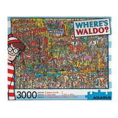 Aquarius Where’s Waldo 3000-piece puzzle box front, gift-ready display.