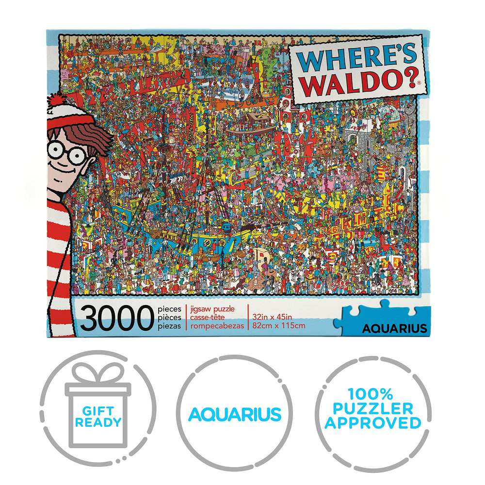 Aquarius Where’s Waldo 3000-piece puzzle official merchandise collectible.