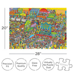 Aquarius Where's Waldo Wild West puzzle pieces spread for precise alignment