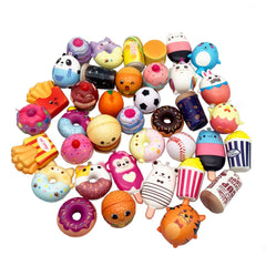 Aqueens cake-pattern squishies display bright colors for desk fun and play