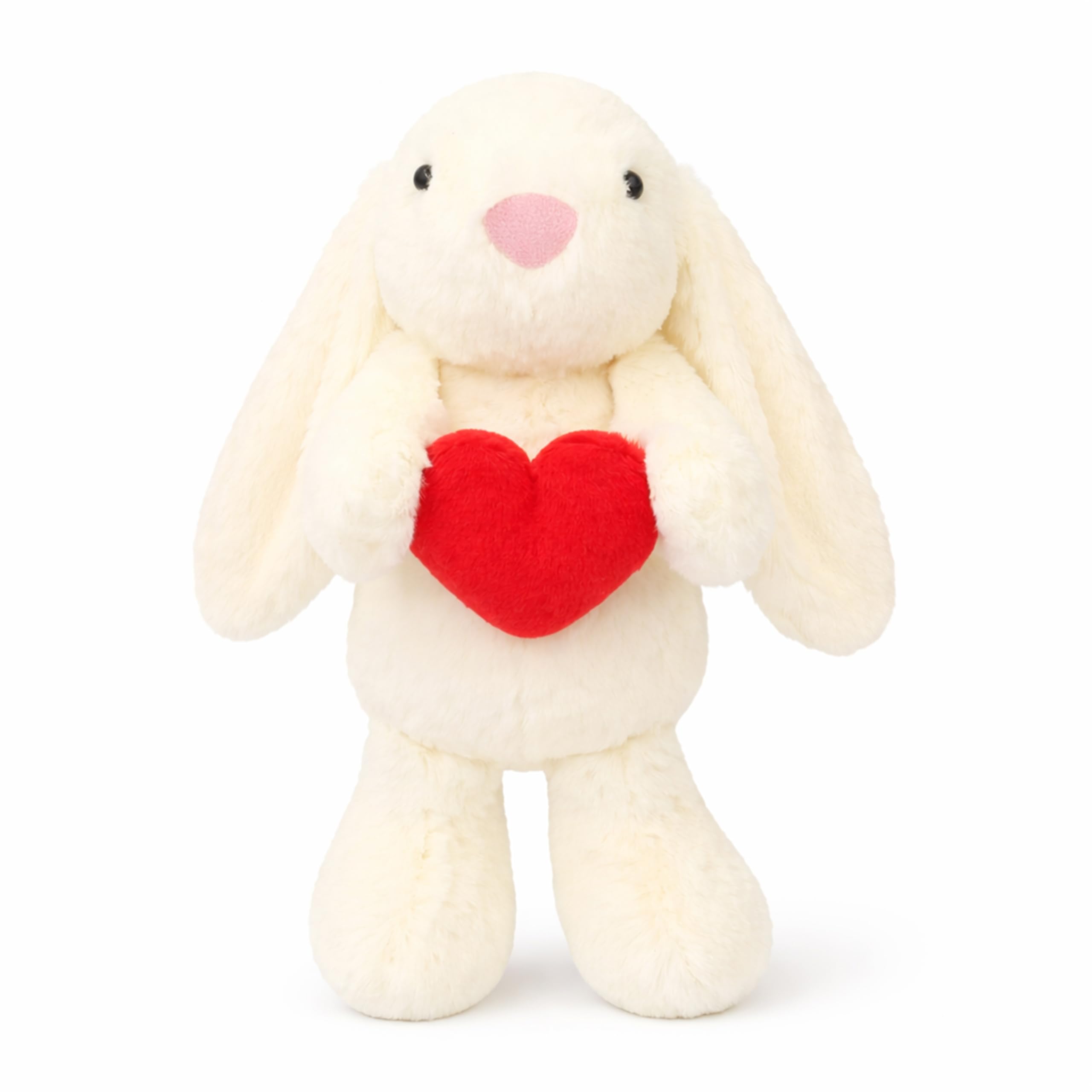 Aqushymallow Cow Bunny 8-inch heart-holding plush, ideal cuddle companion.