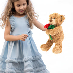 Aqushymallow Cow teddy with secure rose stitch stays cute over time.