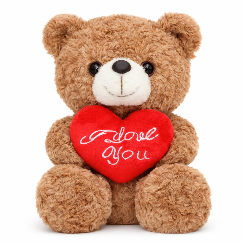 Aqushymallow Cow teddy bear plush with heart accent for romantic gifting and cozy snuggles.