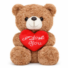 Aqushymallow Cow teddy bear plush with heart accent for romantic gifting and cozy snuggles.