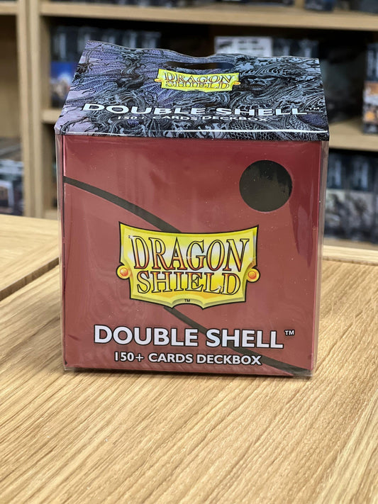 Arcane Tinmen Double Shell opened for easy access while organizing decks.