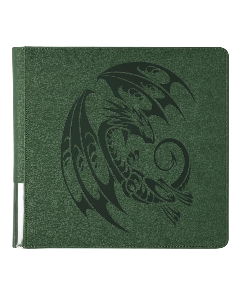 Arcane Tinmen Dragon Shield Card Binder with forest green cover, protects cards and organizes up to 576 cards.